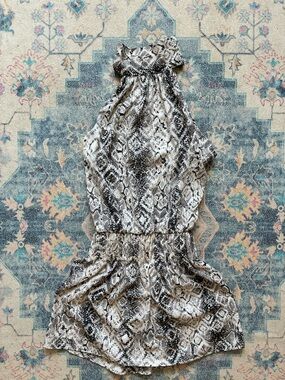 DO+BE Snake Print Halter Romper in Black and Cream